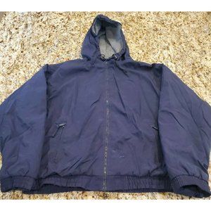 MENS CABELA'S OUTDOOR GEAR Fleece Lined/Hood/Full Zip Jacket Large Navy Blue